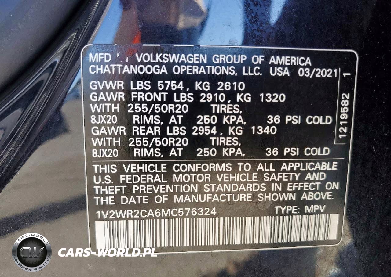 2021 Volkswagen Atlas Se VIN:1V2WR2CA6MC576324 - 13