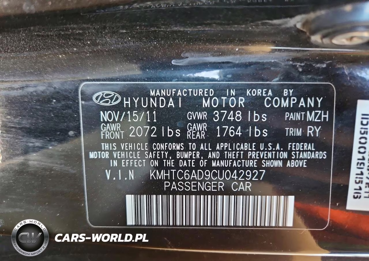 2012 Hyundai Veloster Base VIN:KMHTC6AD9CU042927 - 13