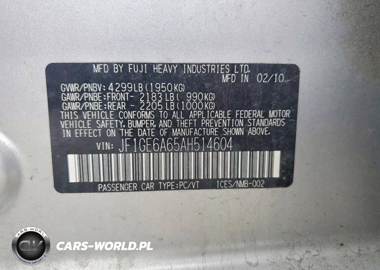 2010 Subaru Impreza 2.5I VIN:JF1GE6A65AH514604 - 13