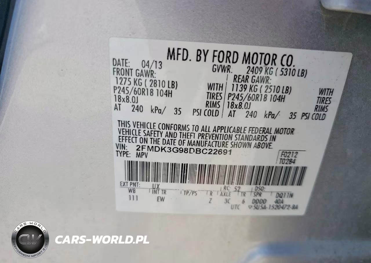 2013 Ford Edge Se VIN:2FMDK3G98DBC22691 - 13