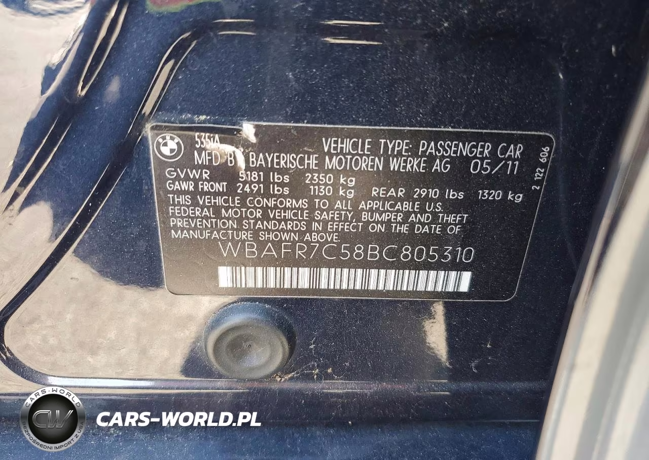 2011 BMW 535 I VIN:WBAFR7C58BC805310 - 13