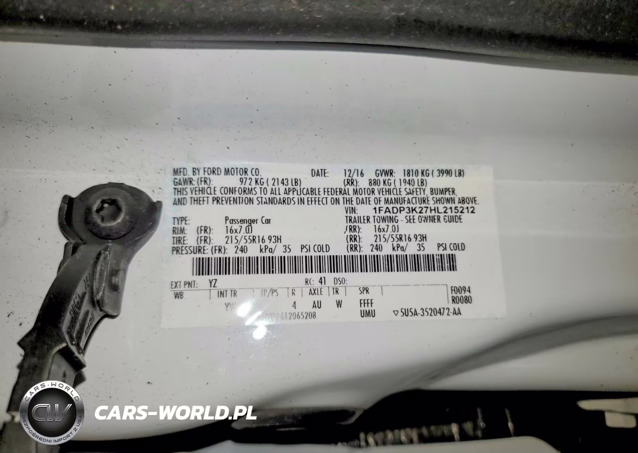 2017 Ford Focus Se VIN:1FADP3K27HL215212 - 12