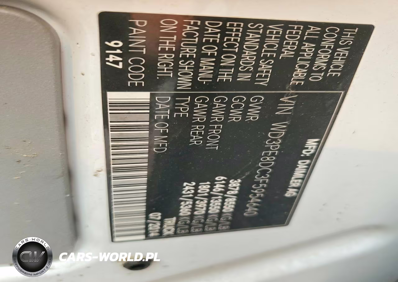 MERCEDES-BENZ SPRINTER 2 VIN:WD3PE8DC3F5954640 - 14