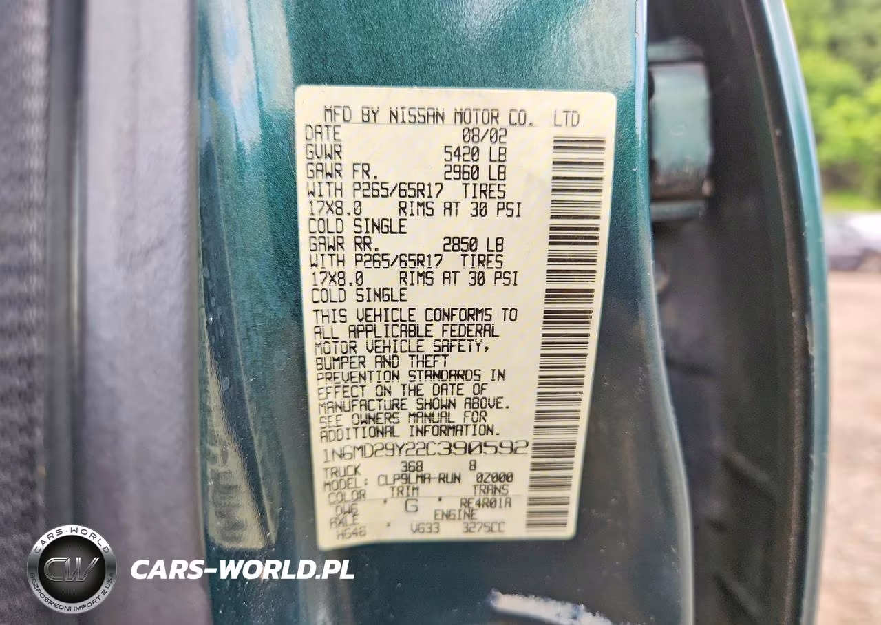 2002 Nissan Frontier Sve-V6 VIN:1N6MD29Y22C390592 - 12