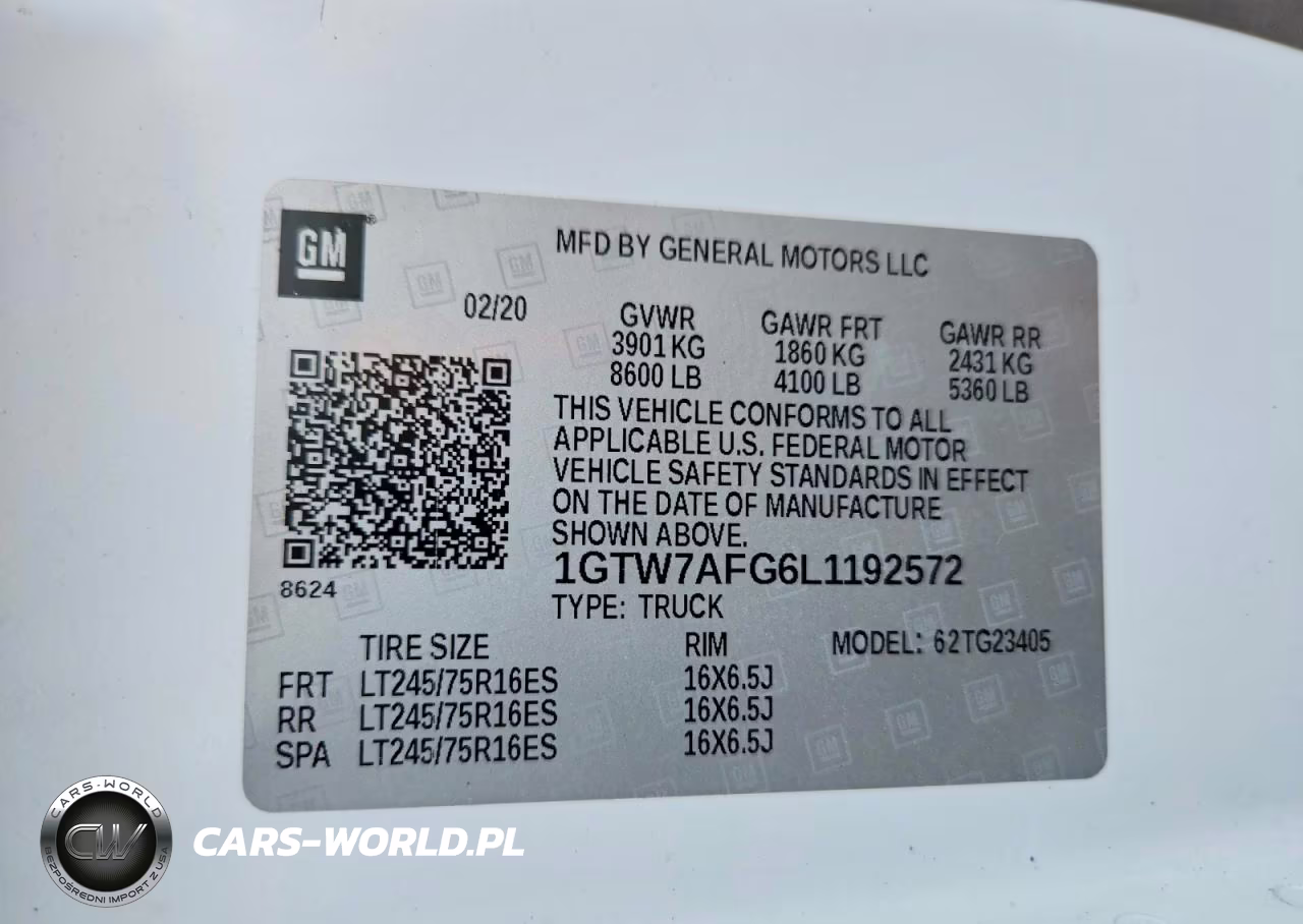 2020 GMC Savana G2500 VIN:1GTW7AFG6L1192572 - 13