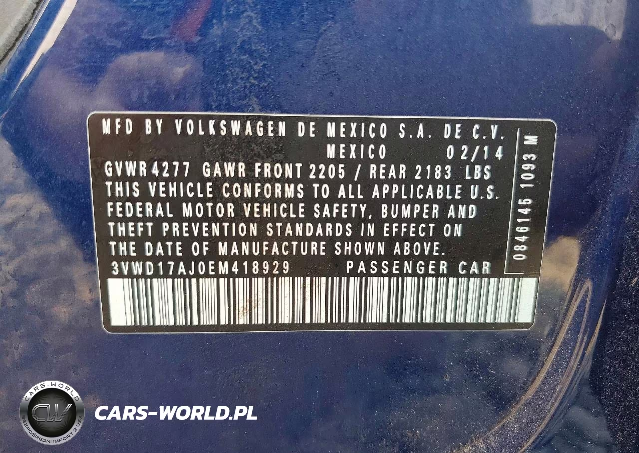 2014 Volkswagen Jetta Se VIN:3VWD17AJ0EM418929 - 12
