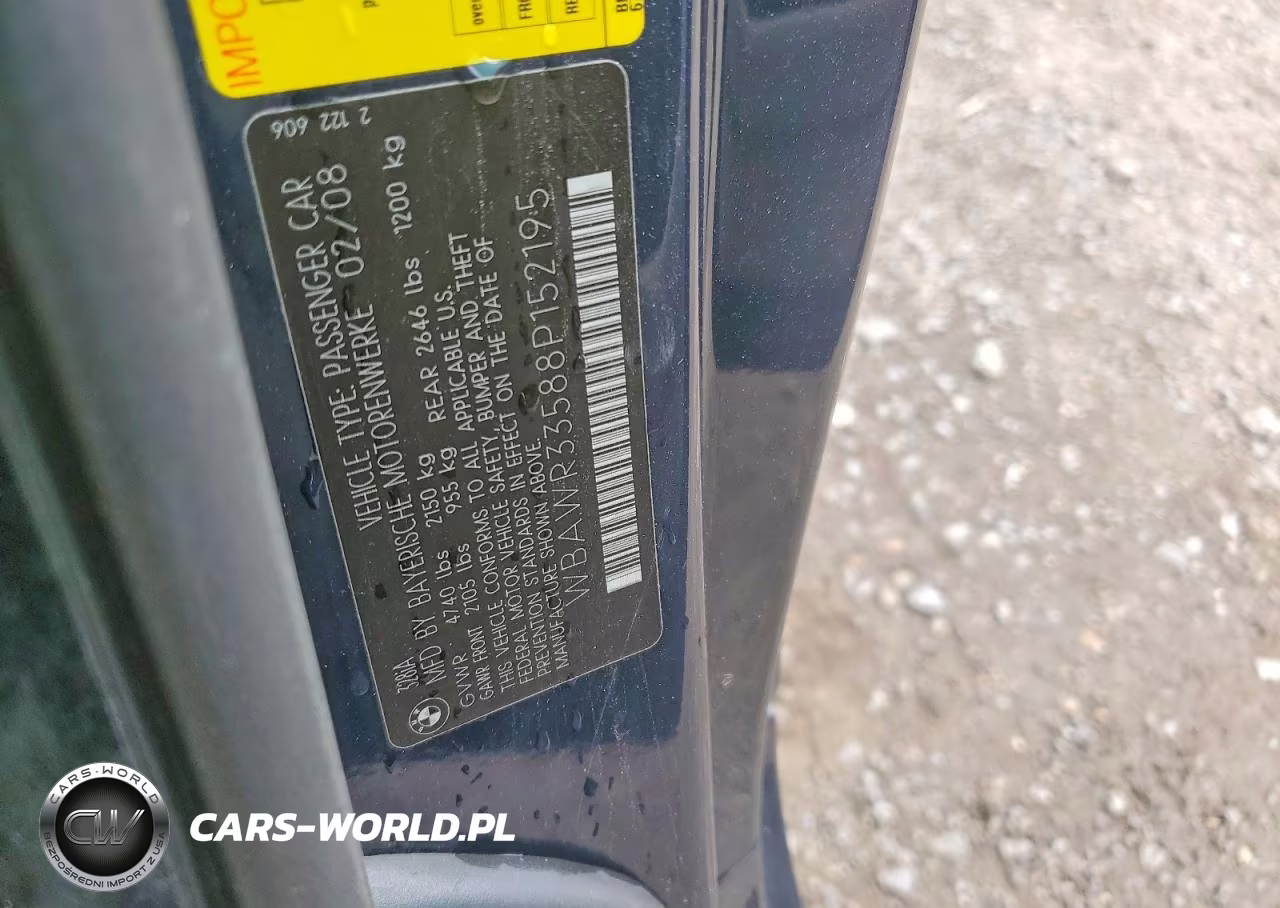 2008 BMW 328 I Sulev VIN:WBAWR33588P152195 - 12