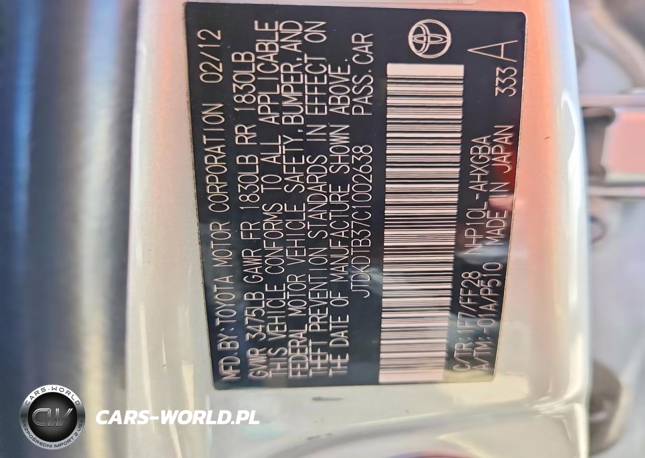 2012 Toyota Prius C Three VIN:JTDKDTB37C1002638 - 12