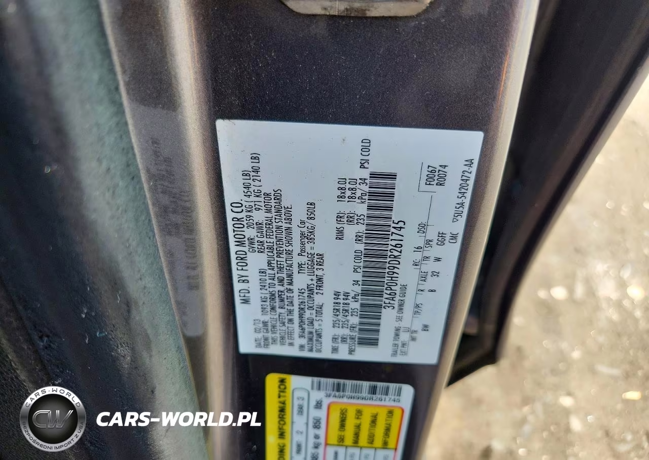 2013 Ford Fusion Se VIN:3FA6P0H99DR261745 - 12