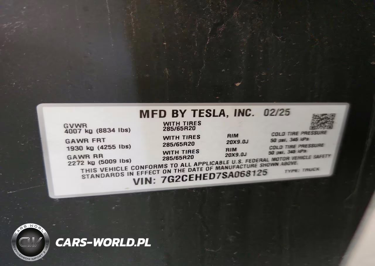 2025 Tesla Cybertruck VIN:7G2CEHED7SA068125 - 12