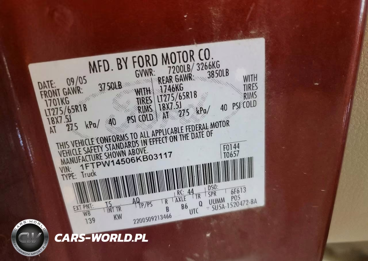 2006 Ford F150 Supercrew VIN:1FTPW14506KB03117 - 13