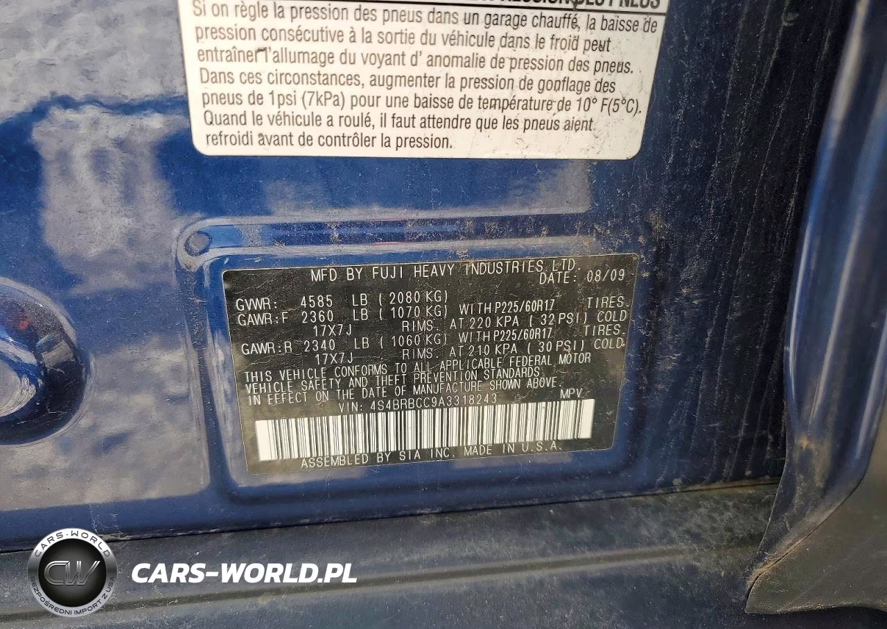2010 Subaru Outback 2.5I Premium VIN:4S4BRBCC9A3318243 - 13