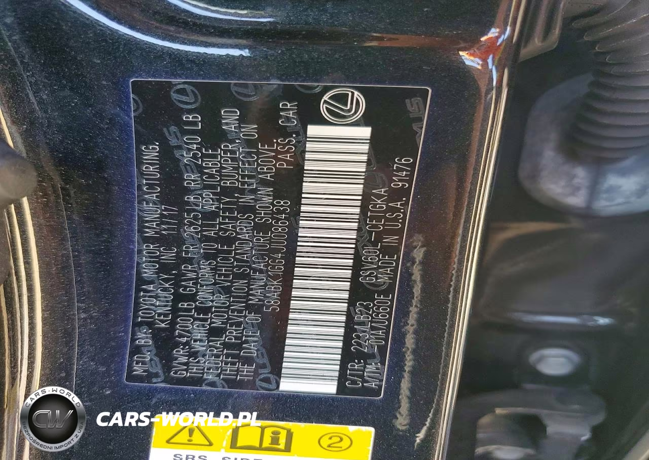2018 Lexus Es 350 VIN:58ABK1GG4JU086438 - 12