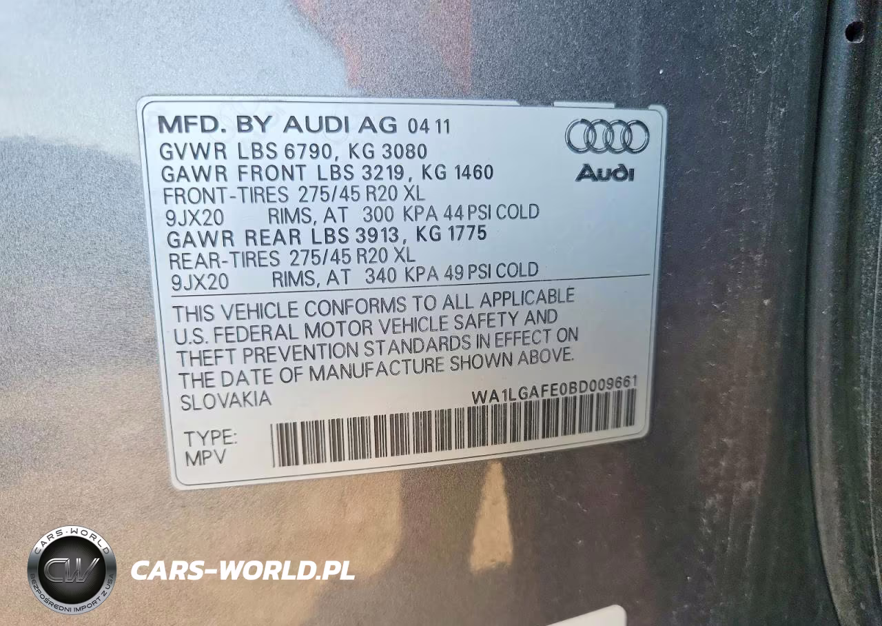 2011 Audi Q7 Premium Plus VIN:WA1LGAFE0BD009661 - 12