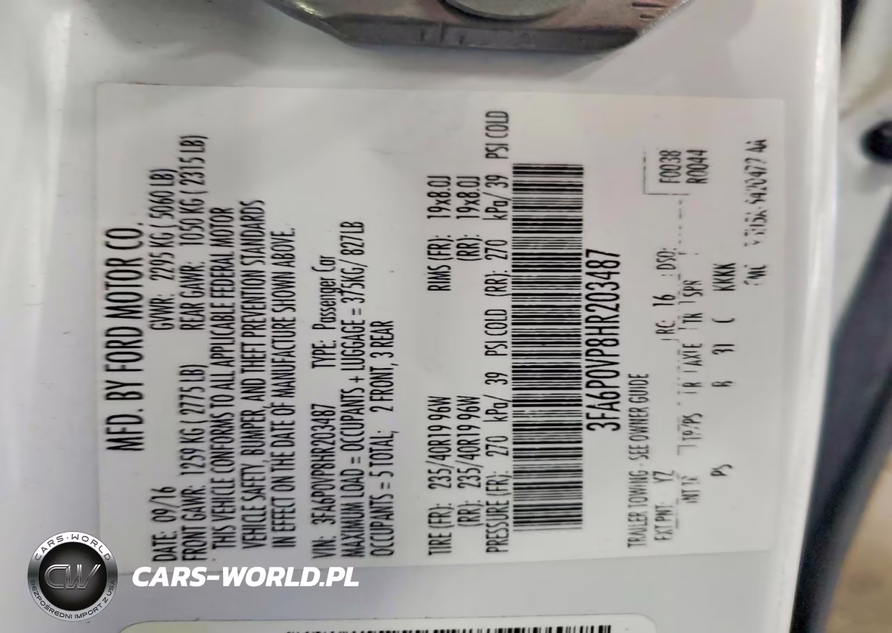 2017 Ford Fusion Sport VIN:3FA6P0VP8HR203487 - 13