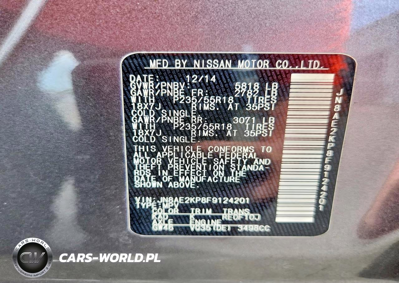 2015 Nissan Quest 3.5 Sl VIN:JN8AE2KP8F9124201 - 14