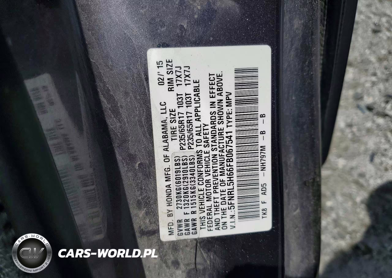 2015 Honda Odyssey Exl VIN:5FNRL5H66FB067541 - 14