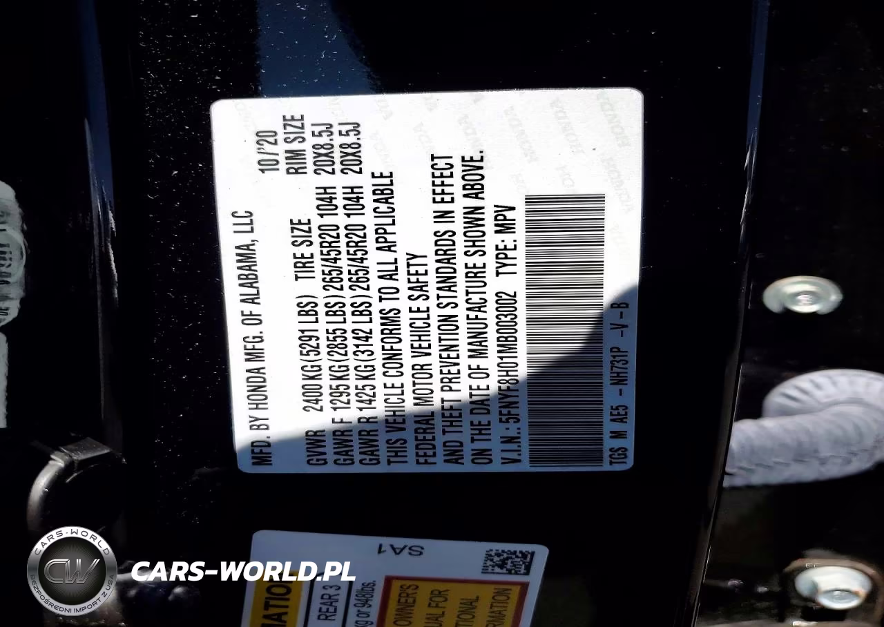 2021 Honda Passport Elite VIN:5FNYF8H01MB003002 - 13