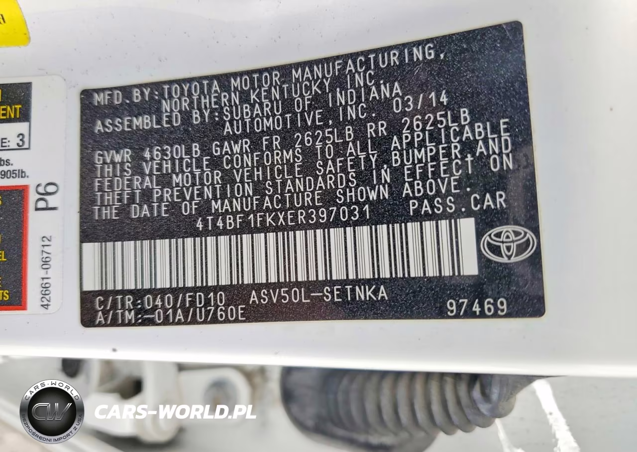 TOYOTA CAMRY VIN:4T4BF1FKXER397031 - 13