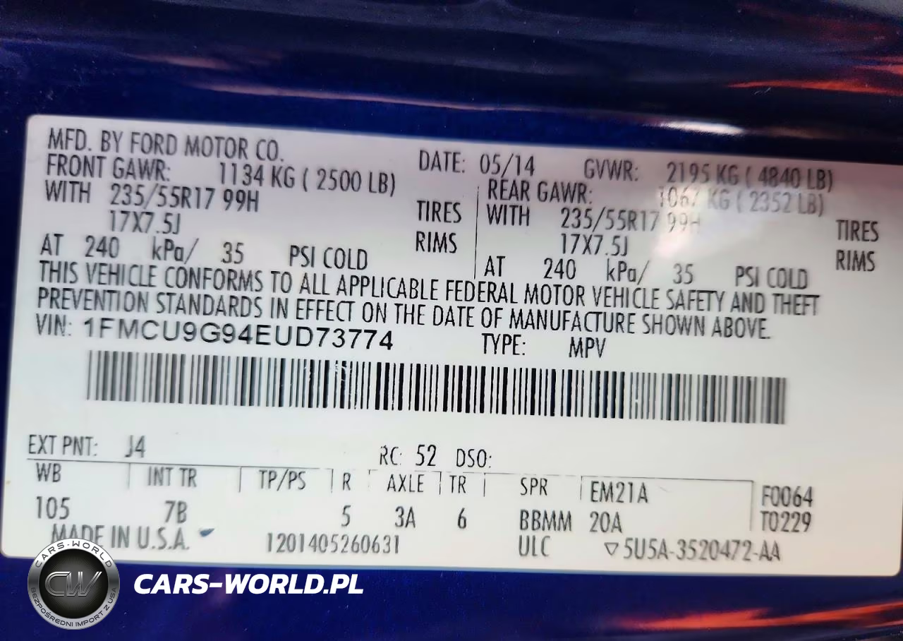2014 Ford Escape Se VIN:1FMCU9G94EUD73774 - 13