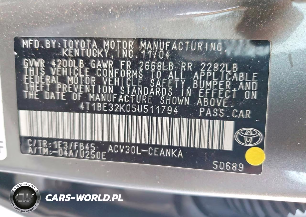 2005 Toyota Camry Le VIN:4T1BE32K05U511794 - 12