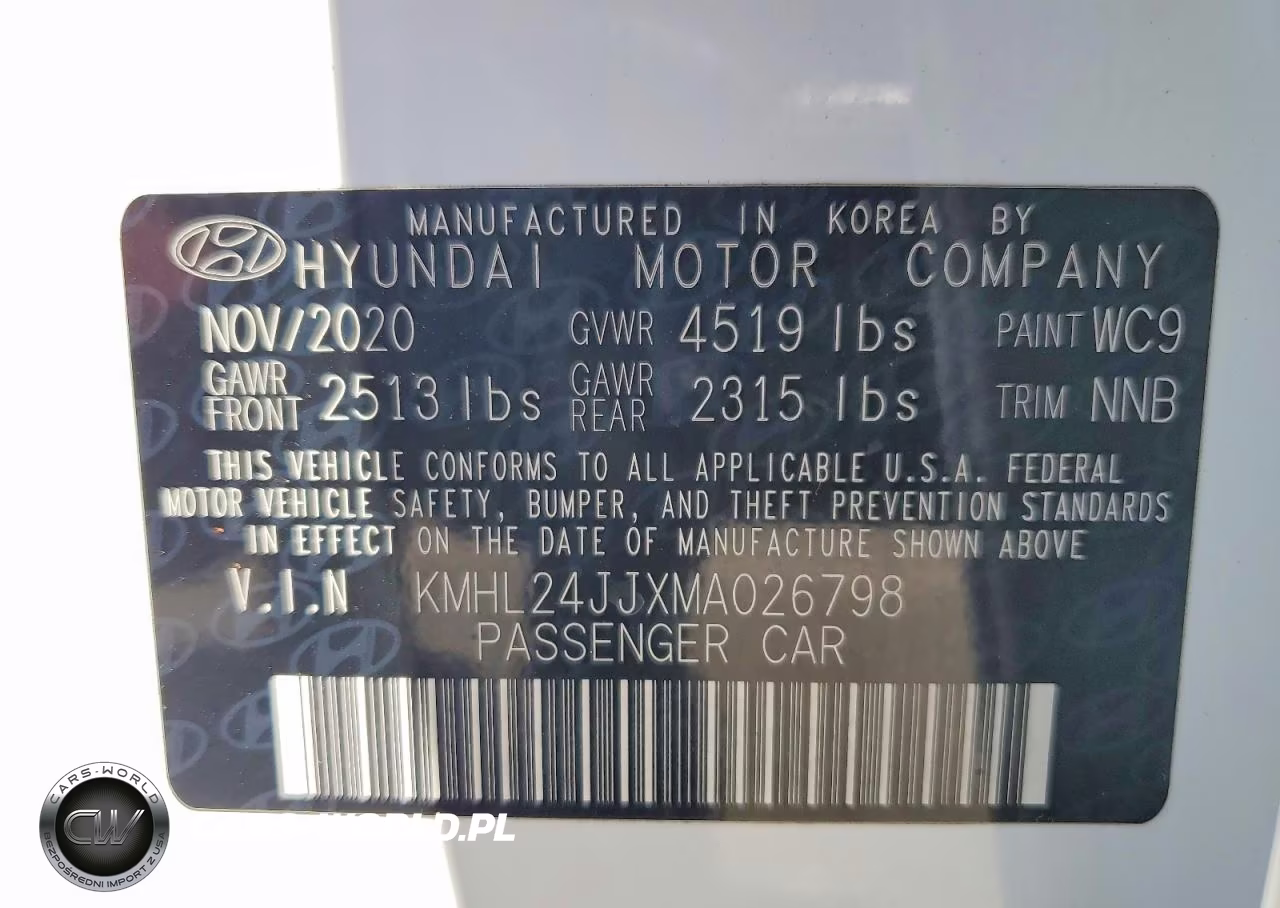 2021 Hyundai Sonata Hybrid Blue VIN:KMHL24JJXMA026798 - 12