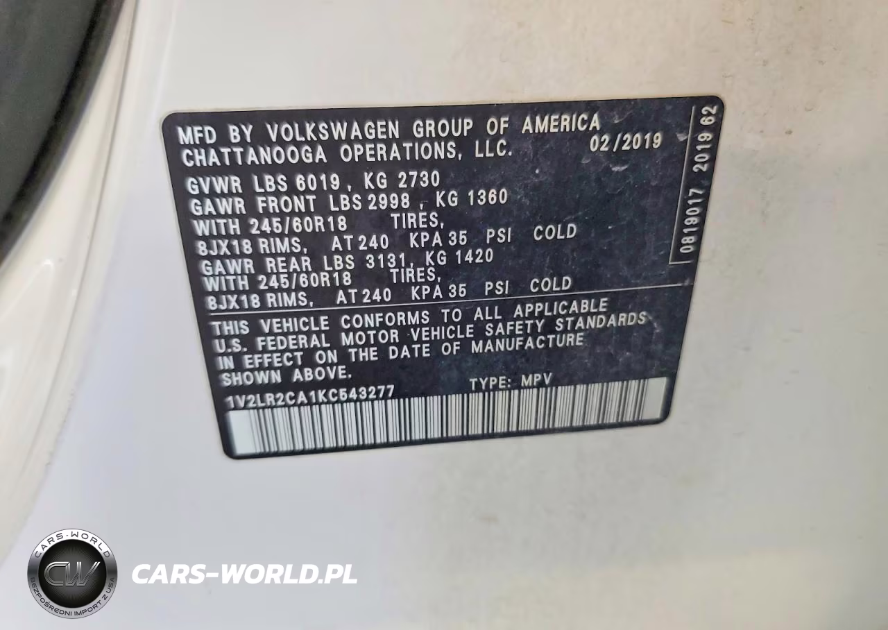 2019 Volkswagen Atlas Se VIN:1V2LR2CA1KC543277 - 13