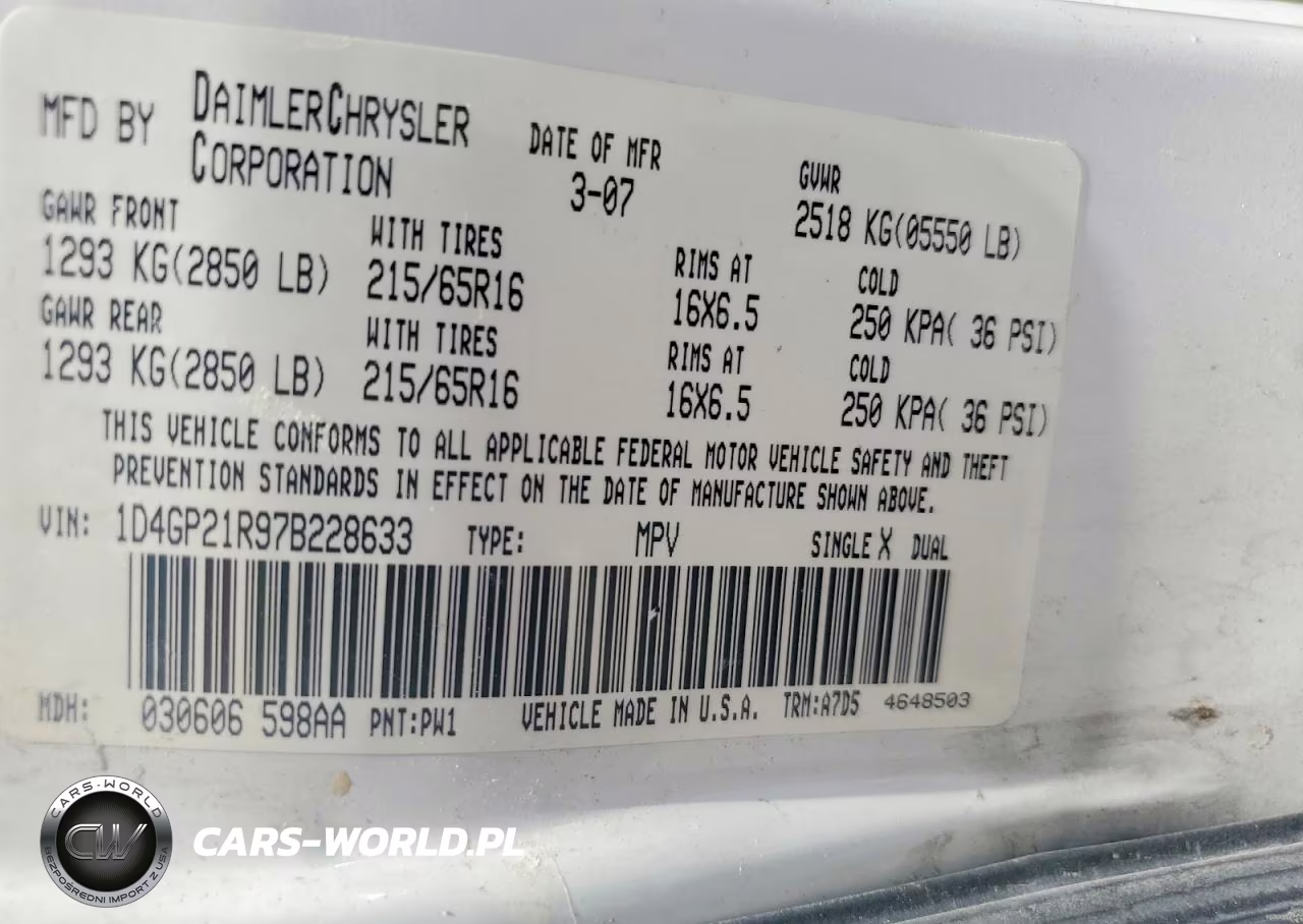 2007 Dodge Caravan C-V VIN:1D4GP21R97B228633 - 14
