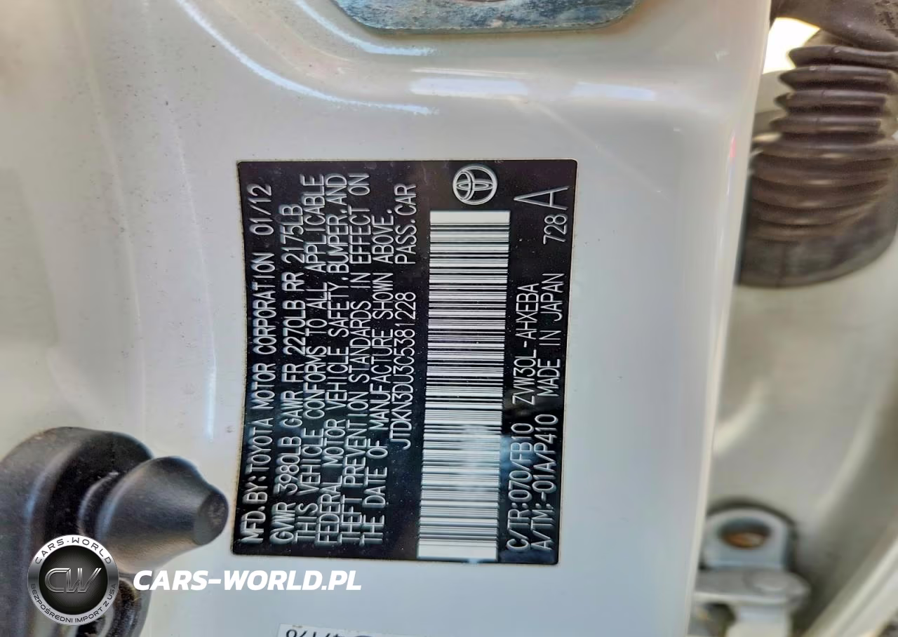 2012 Toyota Prius Two VIN:JTDKN3DU3C5381228 - 12