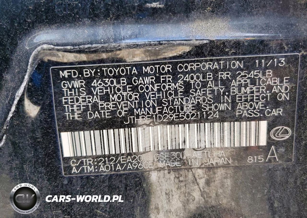 2014 Lexus Is 250 VIN:JTHBF1D29E5021124 - 12