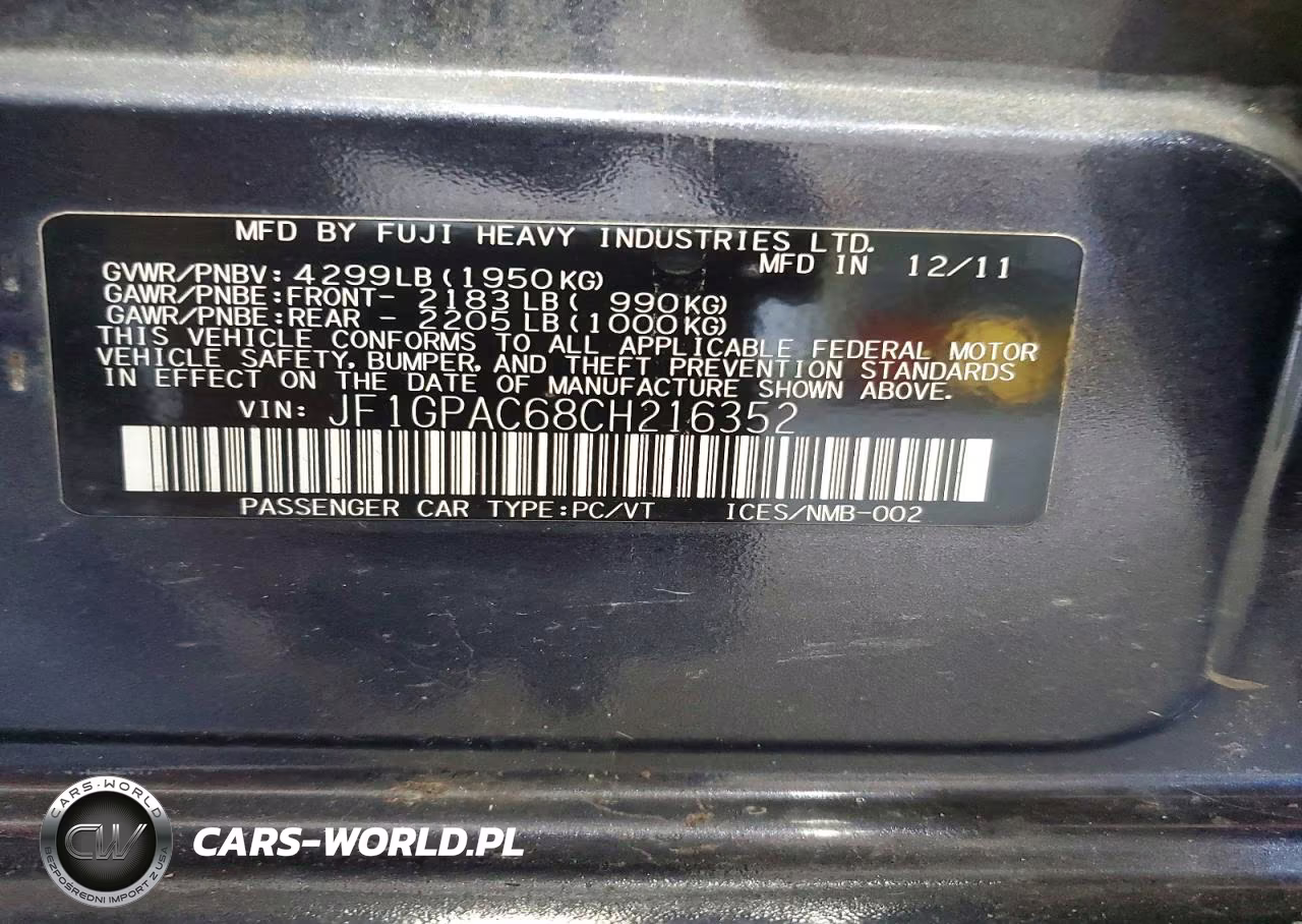 2012 Subaru Impreza Premium VIN:JF1GPAC68CH216352 - 12
