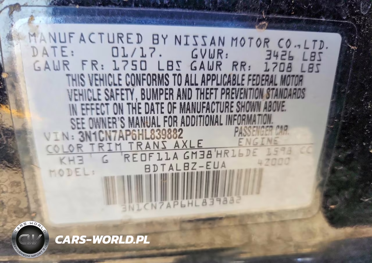 2017 Nissan Versa 1.6 Sv VIN:3N1CN7AP6HL839882 - 12