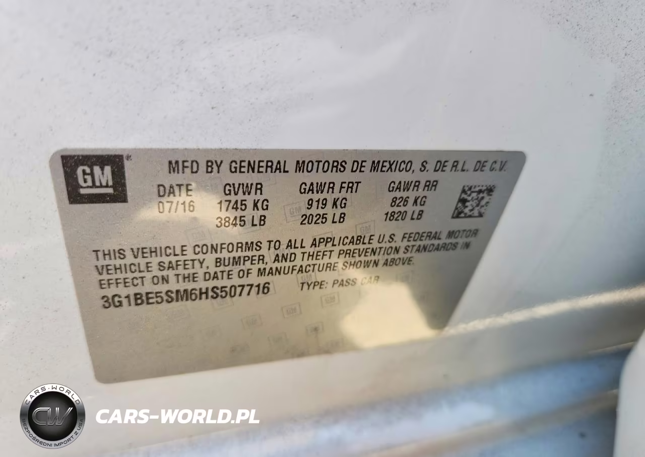 2017 Chevrolet Cruze Lt VIN:3G1BE5SM6HS507716 - 12