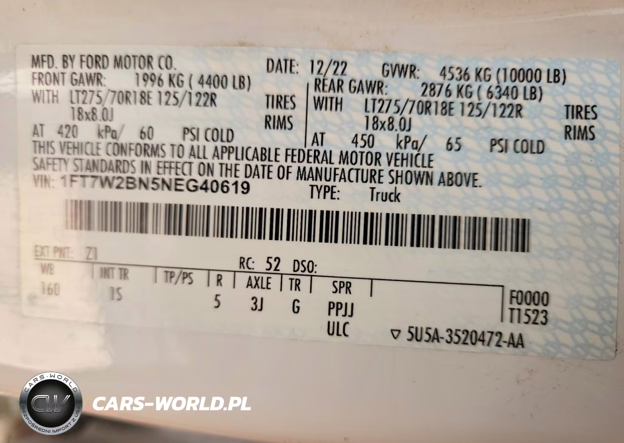 2022 Ford F250 Super Duty VIN:1FT7W2BN5NEG40619 - 12