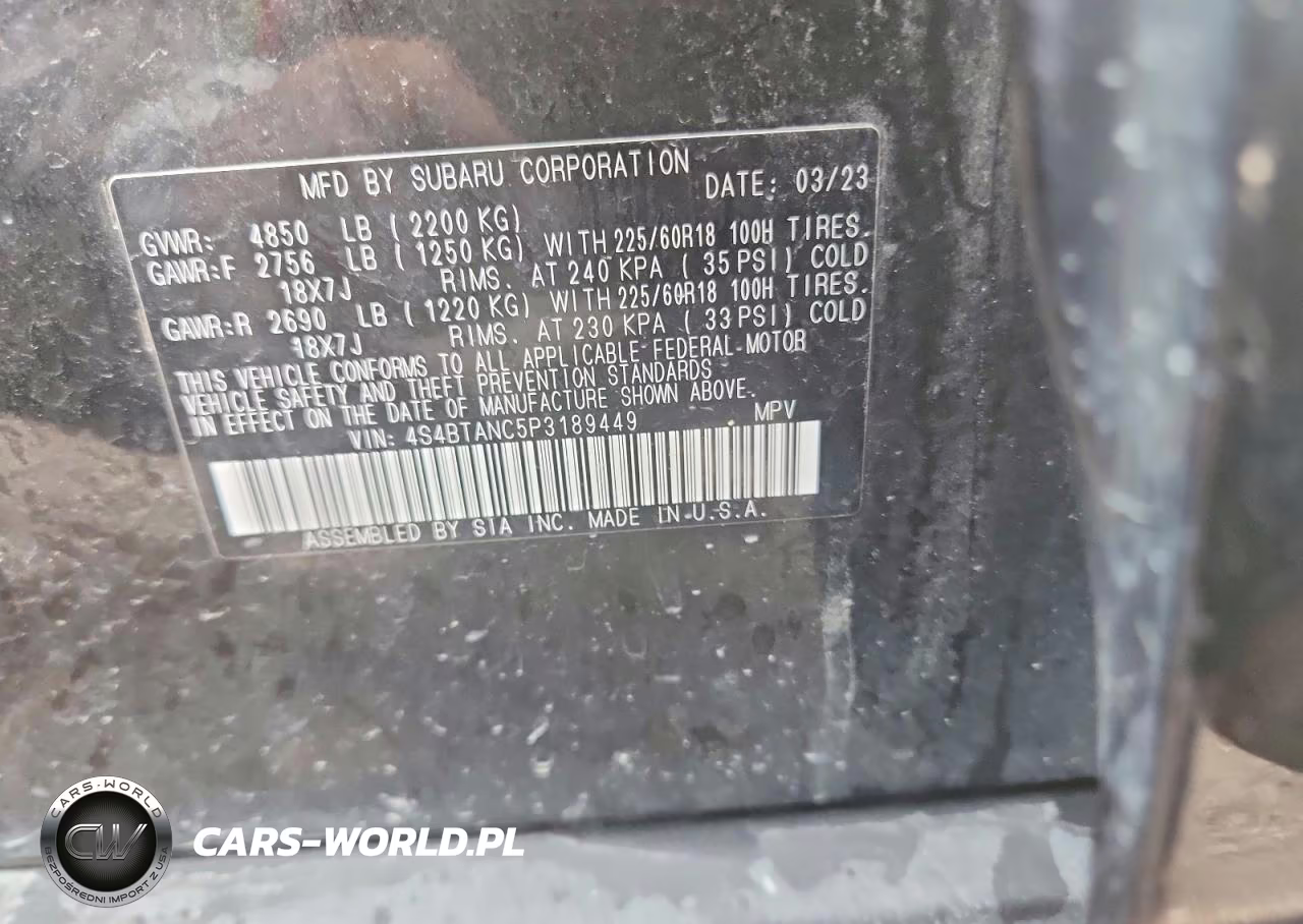 2023 Subaru Outback Limited VIN:4S4BTANC5P3189449 - 13