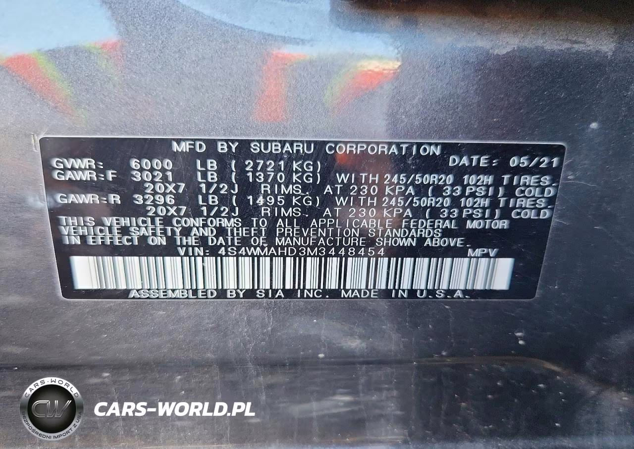 2021 Subaru Ascent Premium VIN:4S4WMAHD3M3448454 - 13