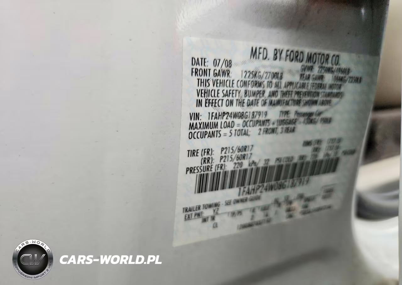 2008 Ford Taurus Sel VIN:1FAHP24W08G187919 - 12