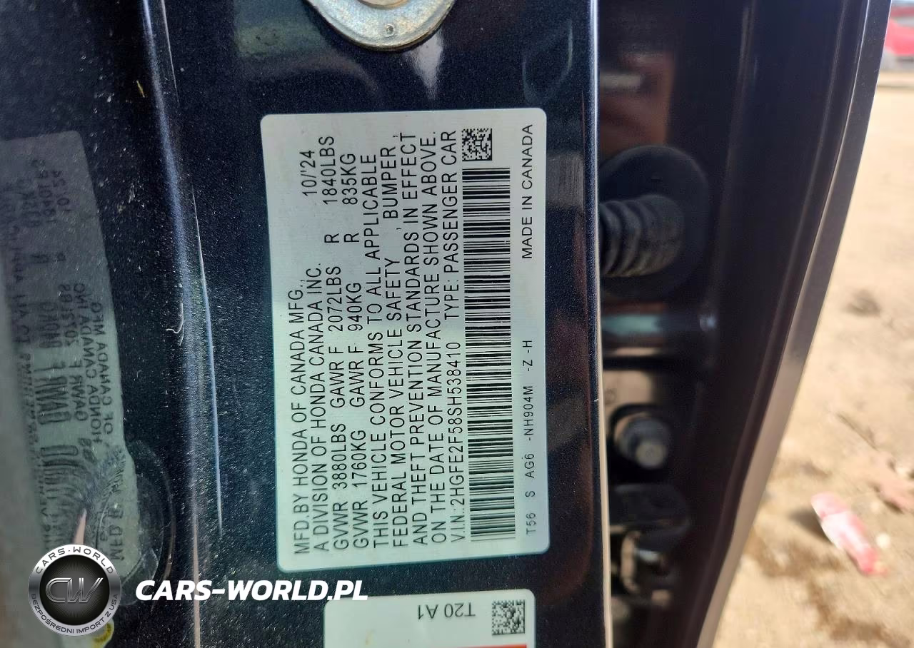 2025 Honda Civic Sport VIN:2HGFE2F58SH538410 - 12