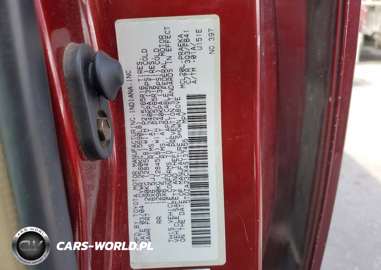 2004 Toyota Sienna Le 8 Passenger VIN:5TDZA23CX4S137455 - 13