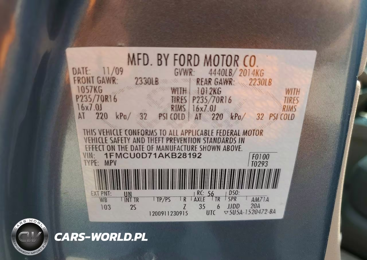 2010 Ford Escape Xlt VIN:1FMCU0D71AKB28192 - 13