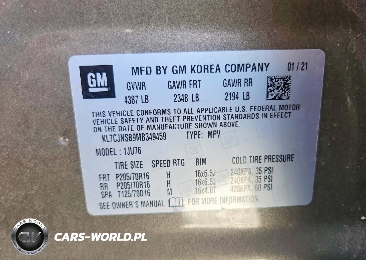 2021 Chevrolet Trax Ls VIN:KL7CJNSB9MB349459 - 13
