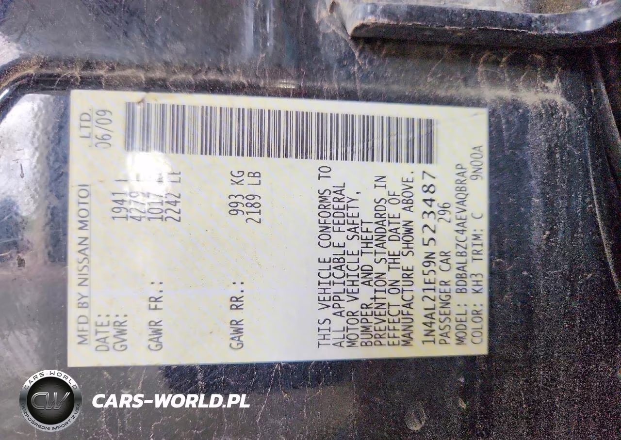 2009 Nissan Altima 2.5 VIN:1N4AL21E59N523487 - 12