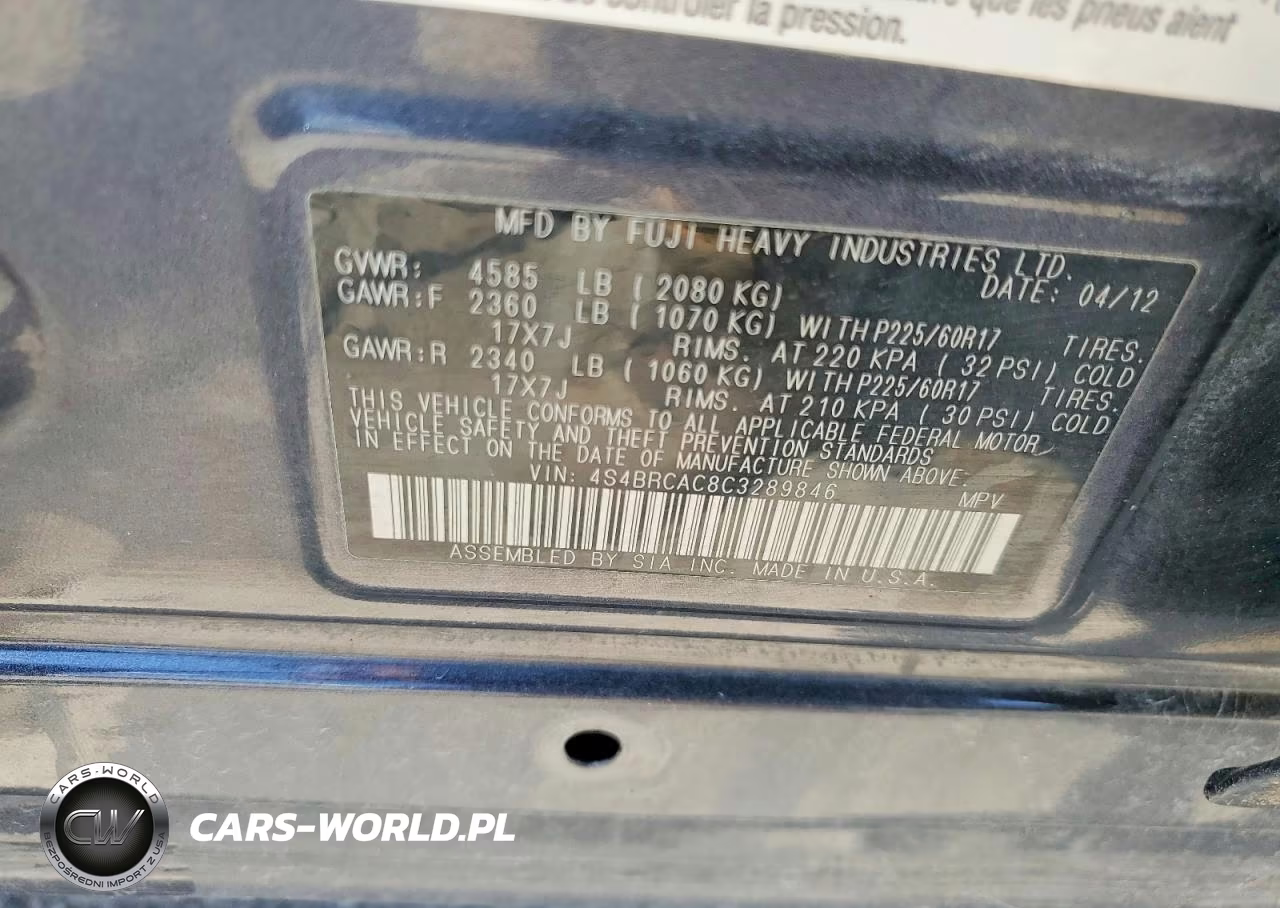 2012 Subaru Outback 2.5I VIN:4S4BRCAC8C3289846 - 14