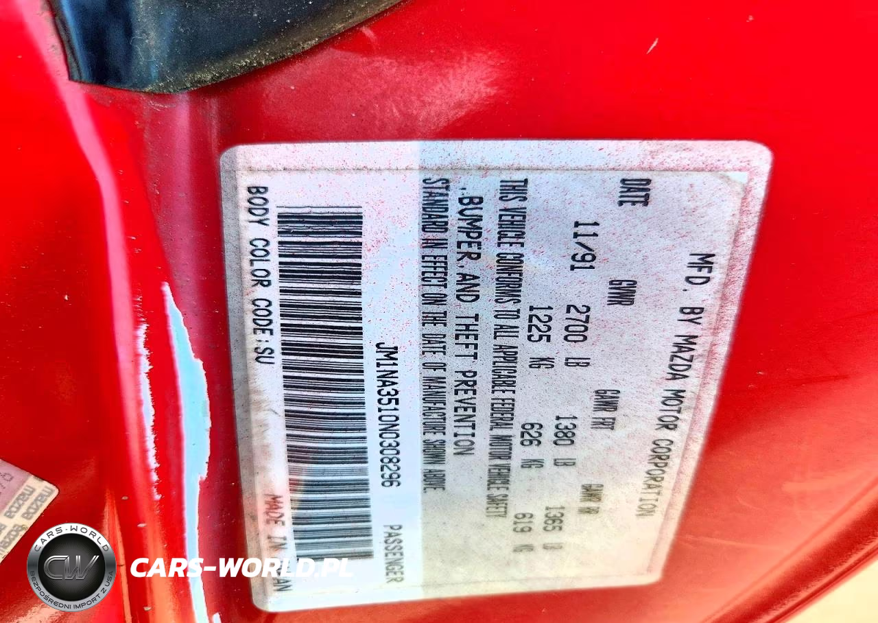 1992 Mazda Mx-5 Miata VIN:JM1NA3510N0308296 - 12