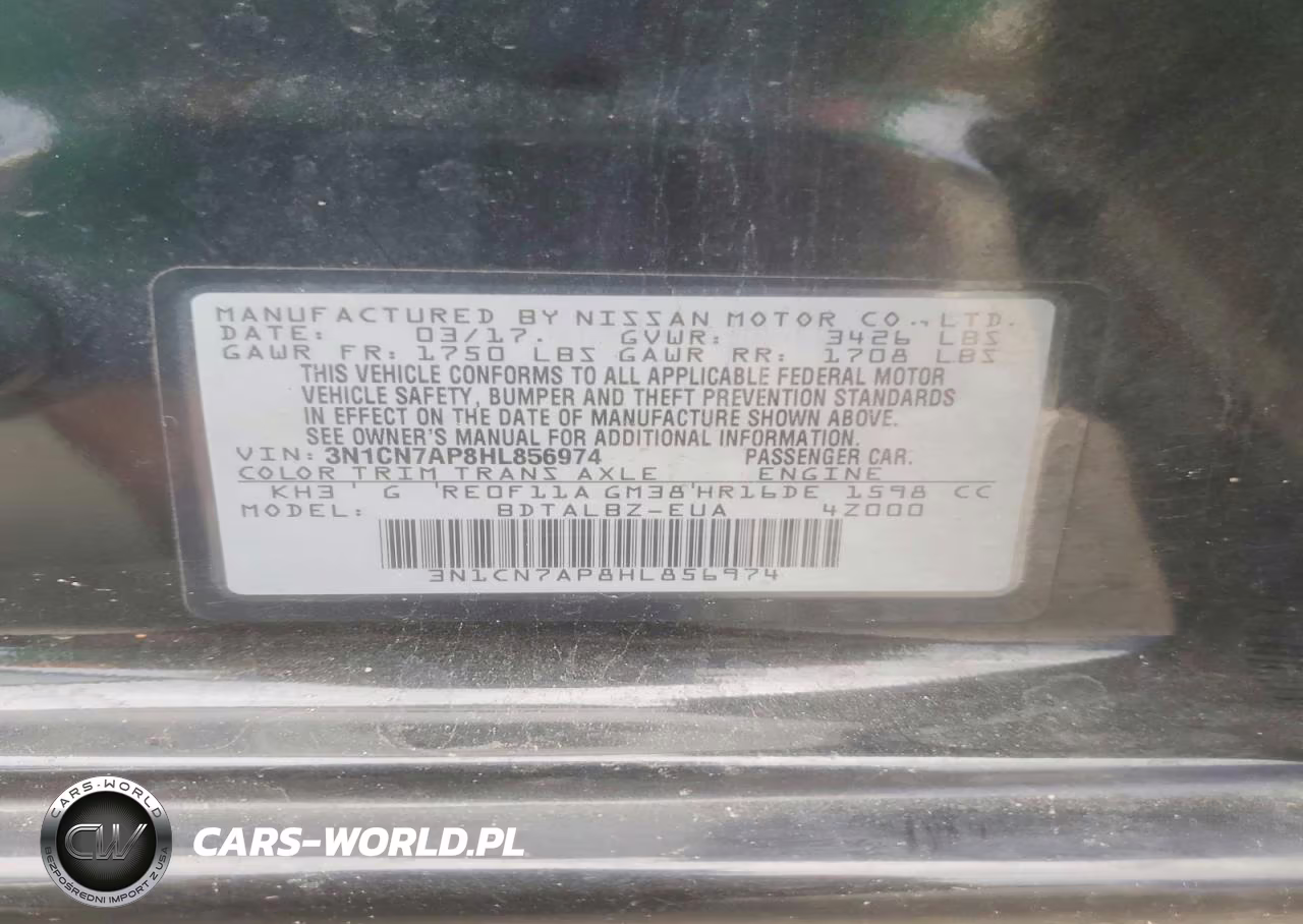 2017 Nissan Versa 1.6 Sv VIN:3N1CN7AP8HL856974 - 12