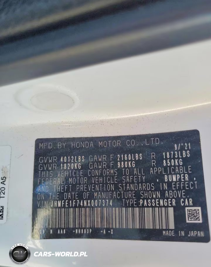 2022 Honda Civic Ex VIN:JHMFE1F74NX007374 - 12
