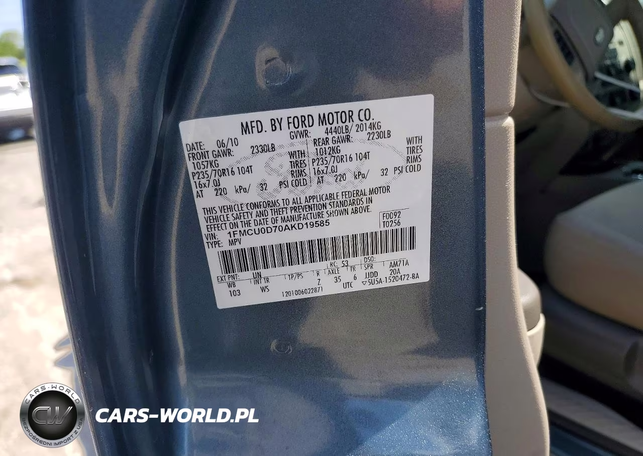 2010 Ford Escape Xlt VIN:1FMCU0D70AKD19585 - 14