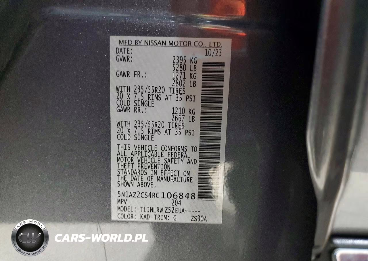 2024 Nissan Murano Sl VIN:5N1AZ2CS4RC106848 - 13