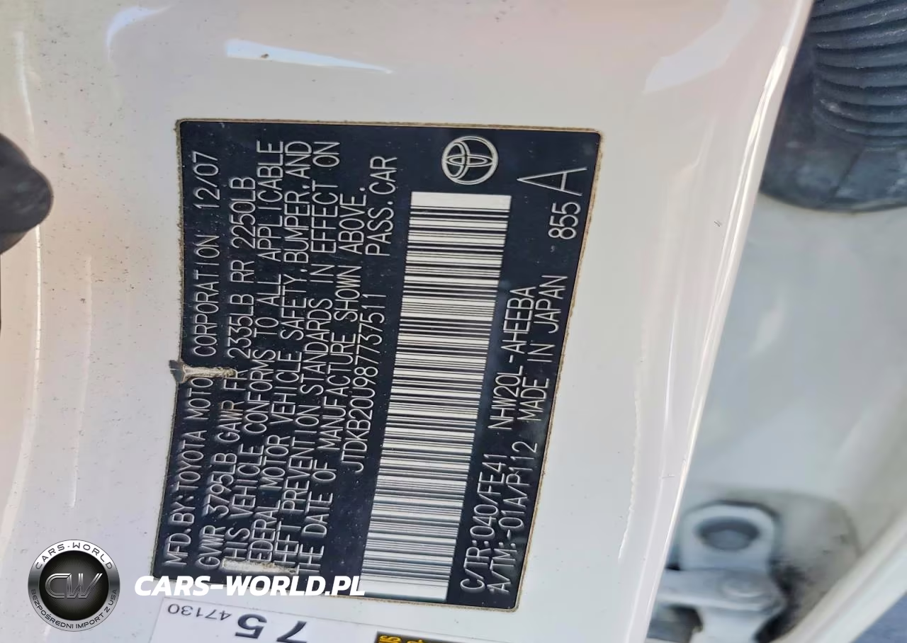 2008 Toyota Prius Base VIN:JTDKB20U987737511 - 12