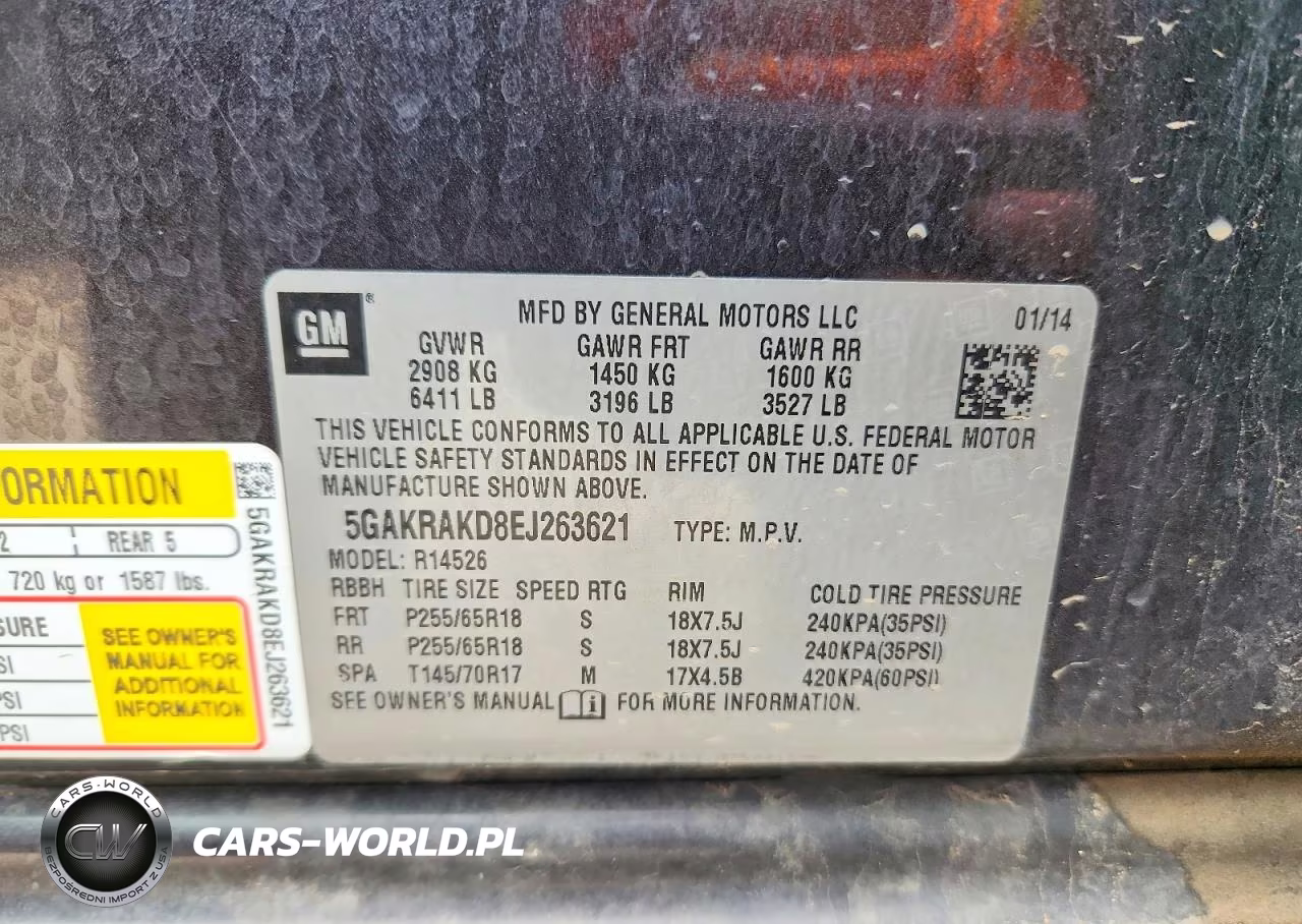 2014 BUICK ENCLAVE VIN:5GAKRAKD8EJ263621 - 13